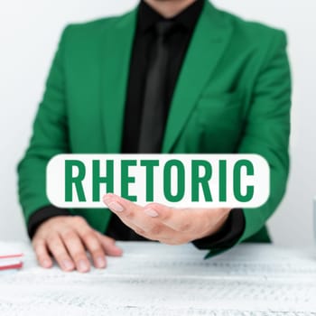 Handwriting text Rhetoric, Business overview study of writing or speaking as mean of communication or persuasion