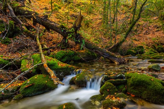 River waterfall in the portuguese national park of Geres, in the north of the country