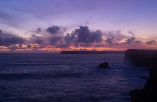 Lighthouse on Cape St. Vincent at sunset, Algarve, Portugal. This is the most South-Western point of Europe