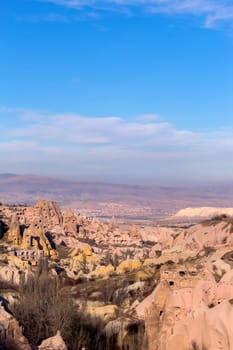 Amazing rocks in Zelve by night. Cappadocia Earth Pyramids. Goreme. Turkey.
