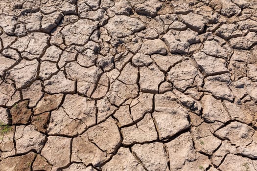 Cracked dry ground texture in Pisoes, north of Portugal