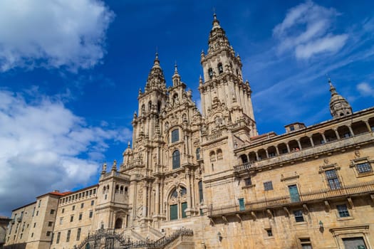 Santiago de Compostela, Spain, August 25, 2022. Detail of the Cathedral of Santiago.