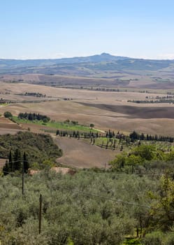 The rural landscape near Pienza in Tuscany. Italy