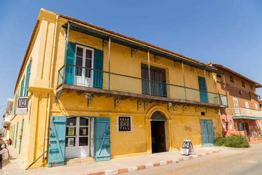 Dakar, Senegal: 28 January 2019: Colonial houses on the waterfront, Goree Island, Senegal