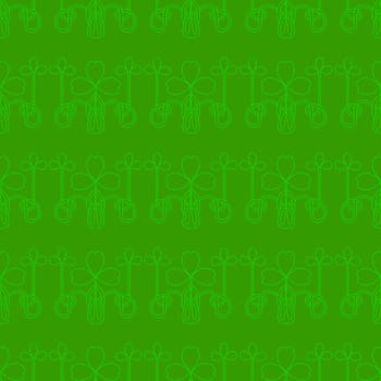 Cool trendy pattern with clover. Bright shamrock leaves on a green background. Hand-drawn seamless pattern. Cute saint patrick fashion print.