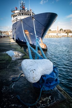 January 17 2023, Brest, Bretagne, France : The famous tug named Abeille Bourbon in the port of Brest. The Abeille Bourbon is a French intervention, assistance and salvage tug, sister ship of the Abeille Liberté, 80 meters long with a pulling force of 200 tons