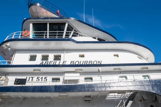 January 17 2023, Brest, Bretagne, France : The famous tug named Abeille Bourbon in the port of Brest. The Abeille Bourbon is a French intervention, assistance and salvage tug