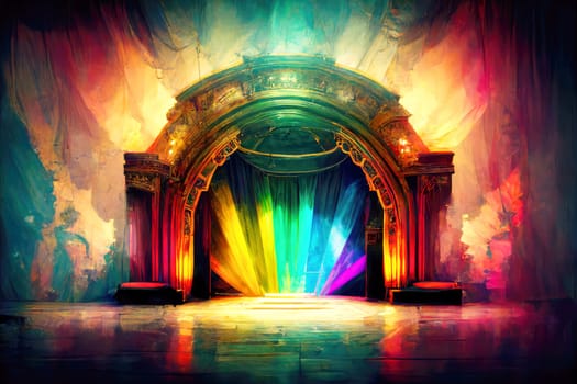 A fantastic little stage in colorful light.