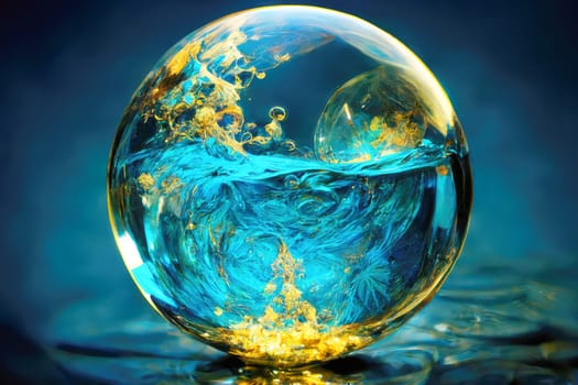 A magic sphere made of glass with liquid content.