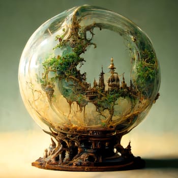 A fantastic sphere shows the contours of the earth.