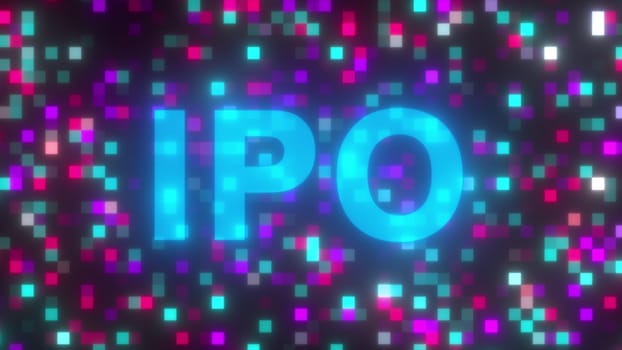 Ipo text on digital background. Computer generated 3d render
