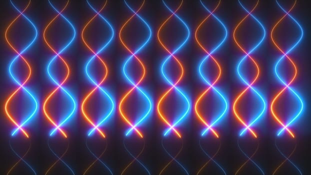 Zig zag neon curve lines. Computer generated 3d render