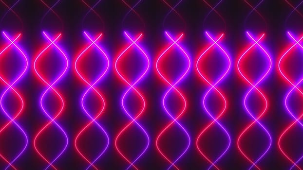 Zig zag neon curve lines. Computer generated 3d render