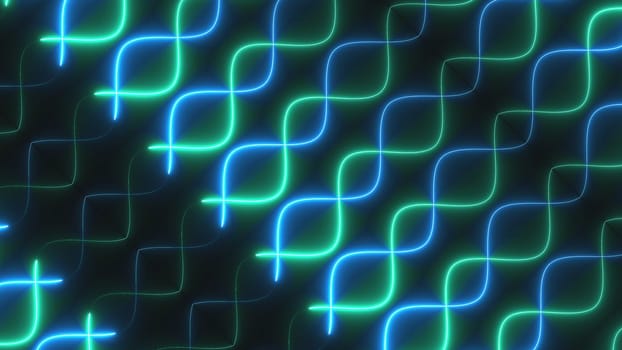 Zig zag neon curve lines. Computer generated 3d render