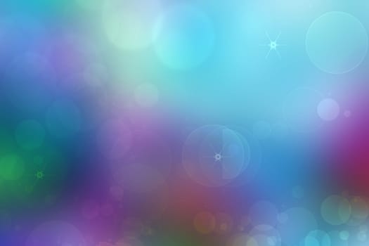 A festive abstract Happy New Year or Christmas texture background with colorful pastel blurred bokeh lights and stars. Space for design. Card concept or advertising.
