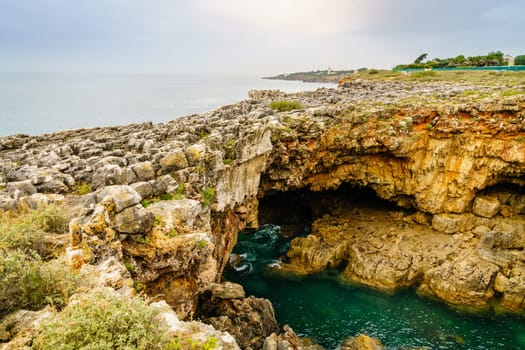 View of Boca do Inferno or Hell's Mouth - an open cavern in the coast of Cascais, Portugal
