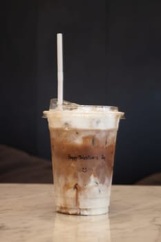 Ice mocha coffee in a glass with cream, stock photo