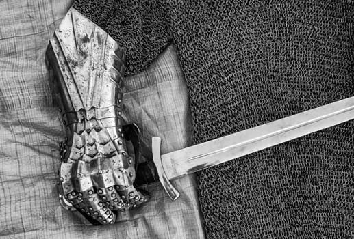 Detail of ancient medieval weapons, war and crime