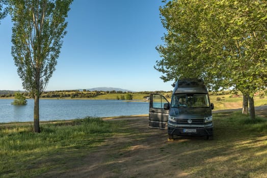 view of the alange reservoir, Badajoz, Extremadura, Spain