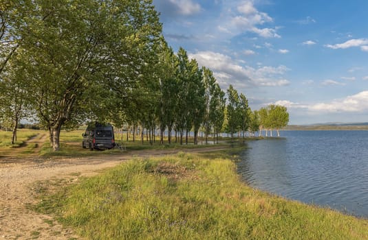 view of the alange reservoir, Badajoz, Extremadura, Spain