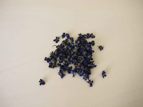 Dried flowers of sweet violets for tea