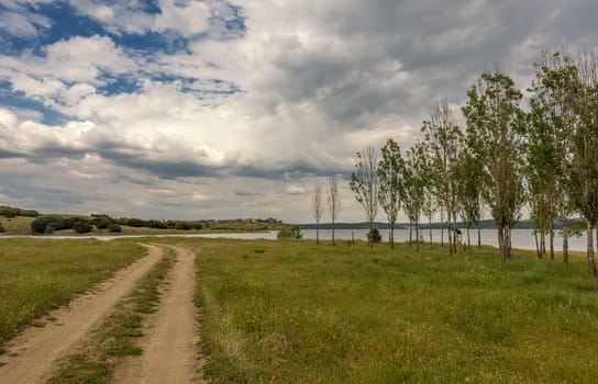 view of the alange reservoir, Badajoz, Extremadura, Spain