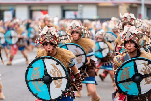 Badajoz, Spain, sunday. February 19 2023. Parade through the streets of Badajoz, group called Los infectos acelerados