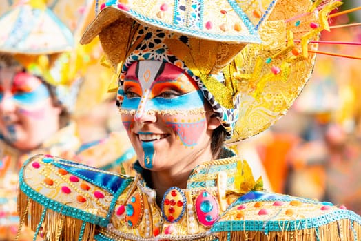 Badajoz, Spain, sunday. February 19 2023. Parade through the streets of Badajoz, group called Los mismos