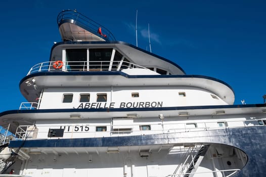 January 17 2023, Brest, Bretagne, France : The famous tug named Abeille Bourbon in the port of Brest. The Abeille Bourbon is a French intervention, assistance and salvage tug