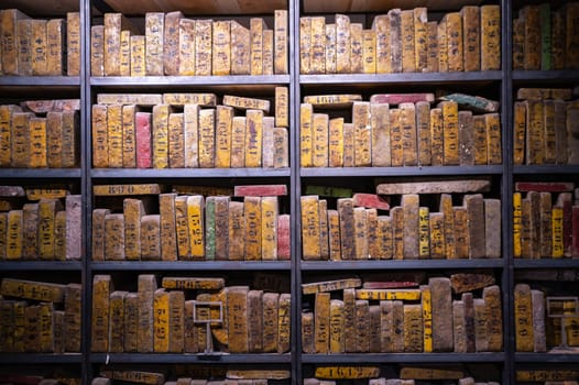 January 17 2023 Brest, Finistere, France : Old printing company with old  lithography stones