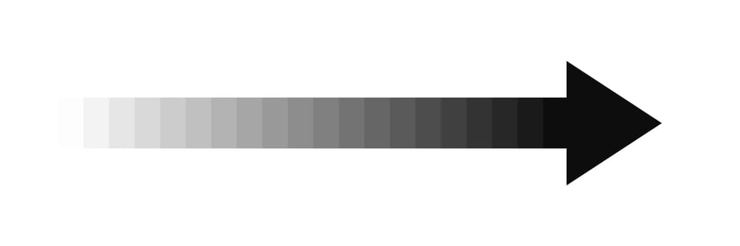 Long black arrow with gradient color showing direction