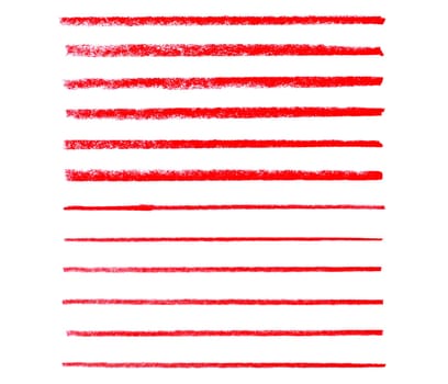 Collection of 12 hand painted red stripes made with pencil or chalk