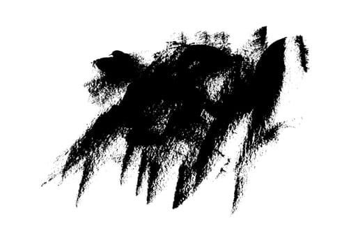 Very dirty black paintbrush drawing on white background