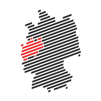 Modern diagonal black stripe map of Germany showing Federal State of Nordrhein-Westfalen