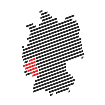 Modern diagonal black stripe map of Germany showing Federal State of Rheinland-Pfalz