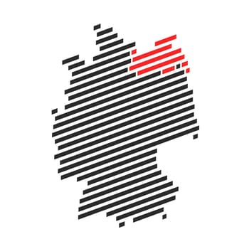 Modern diagonal black stripe map of Germany showing Federal State of Mecklenburg-Vorpommern