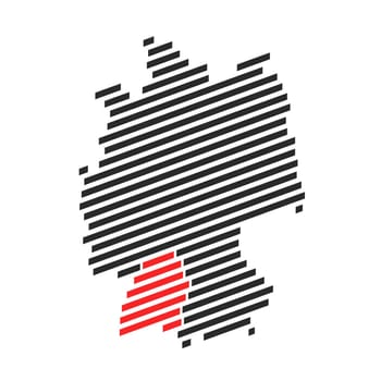 Modern diagonal black stripe map of Germany showing Federal State of Baden-Württemberg