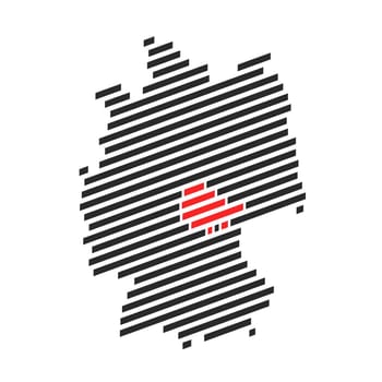 Modern diagonal black stripe map of Germany showing Federal State of Thüringen