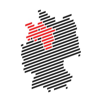 Modern diagonal black stripe map of Germany showing Federal State of Niedersachsen