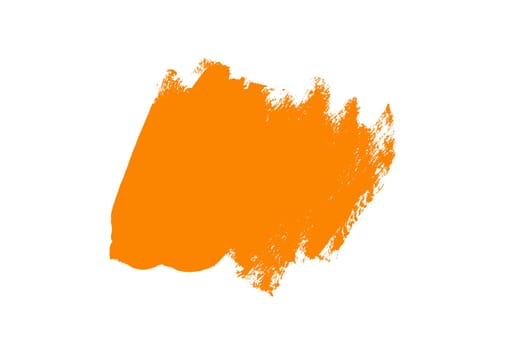 Dirty orange paintbrush painting on white background