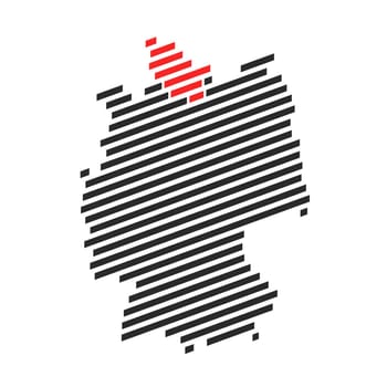 Modern diagonal black stripe map of Germany showing Federal State of Schleswig-Holstein