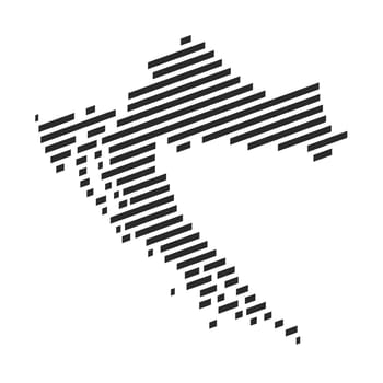 Diagonal black stripe map of Croatia