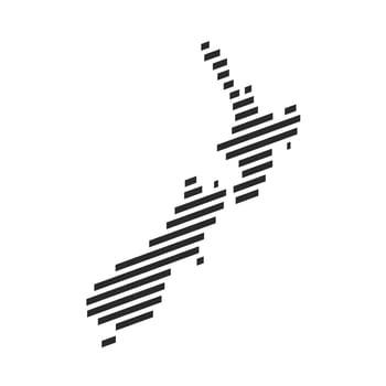 Diagonal black stripe map of New Zealand