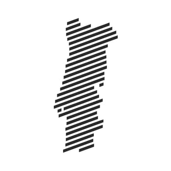 Diagonal black stripe map of Portugal