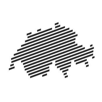 Diagonal black stripe map of Switzerland