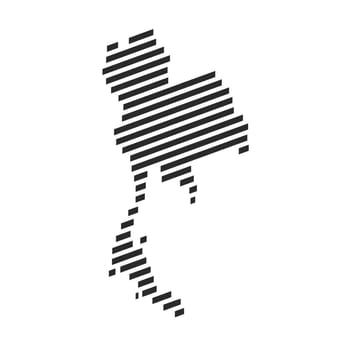 Diagonal black stripe map of Thailand