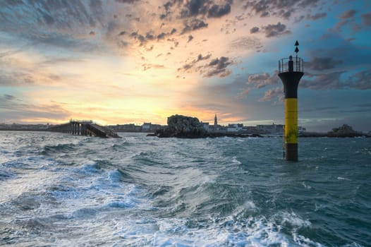 beautiful landscape and Roscoff town in Bretagne, France