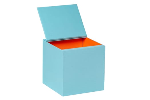 Gift box isolated. Closed blue cardboard box or kraft paper box with magnetic closure. Clipping path. Birthday, Valentine's Day, anniversary or other holiday.