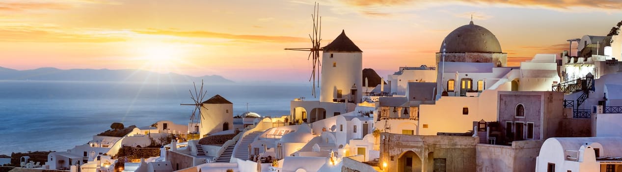Oia village at sunset, Santorini island, Greece