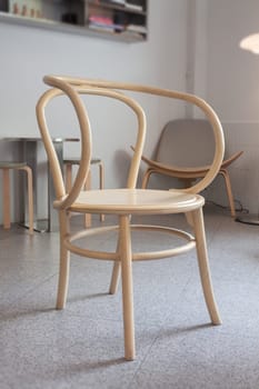 Wooden chair decorated in coffee shop, stock photo